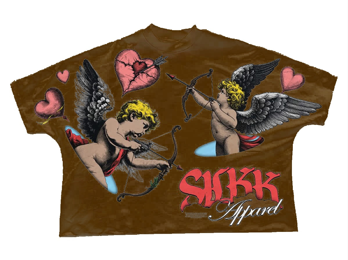 Brown CUPID LOVES SILKK T-SHIRT