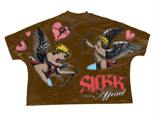 Brown CUPID LOVES SILKK T-SHIRT